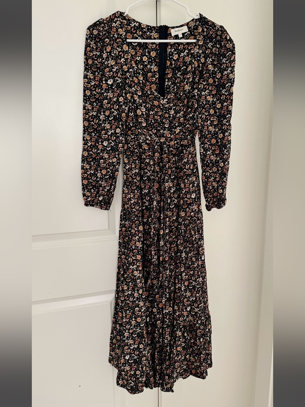 Bohme Black Floral Long Sleeve Dress Sz Small